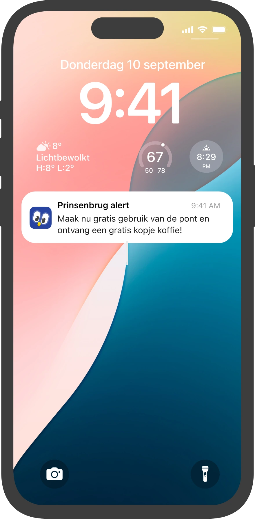 Voorbeeld van een ReisWijs-notificatie over een lokale reisactie